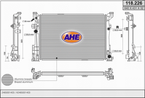 Radiator, engine cooling (118.226)