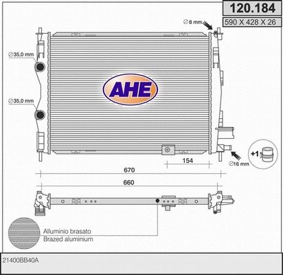 Radiator, engine cooling (120.184)