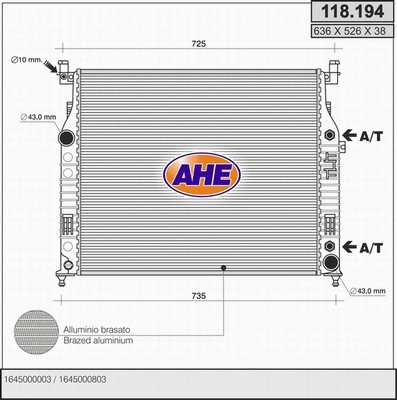 Radiator, engine cooling (118.194)