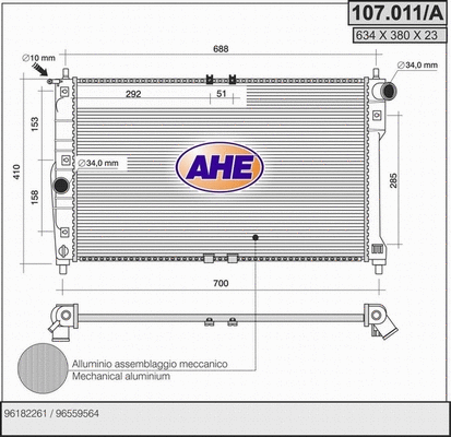 Radiator, engine cooling (107.011/A)