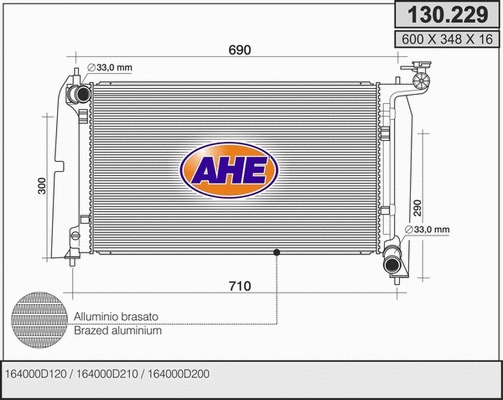 Radiator, engine cooling (130.229)