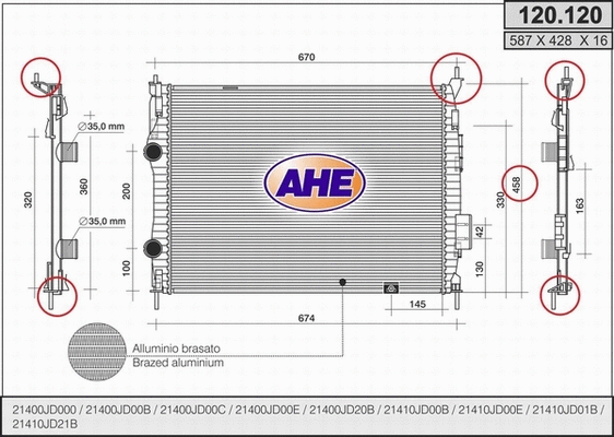 Radiator, engine cooling (120.120)
