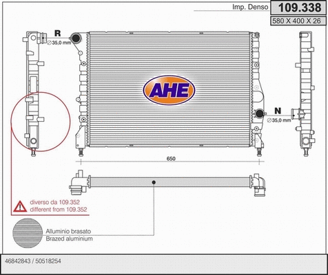 Radiator, engine cooling (109.338)