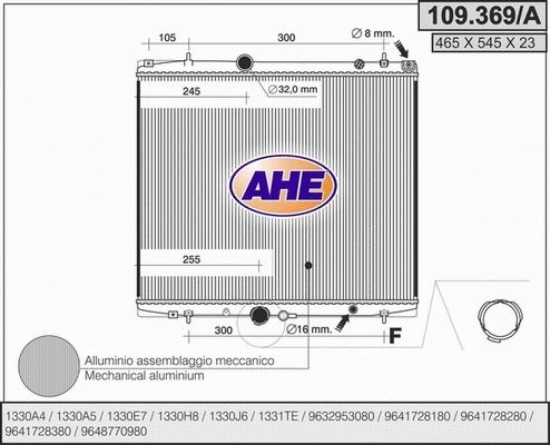 Radiator, engine cooling (109.369/A)