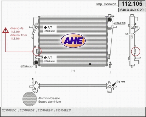 Radiator, engine cooling (112.105)