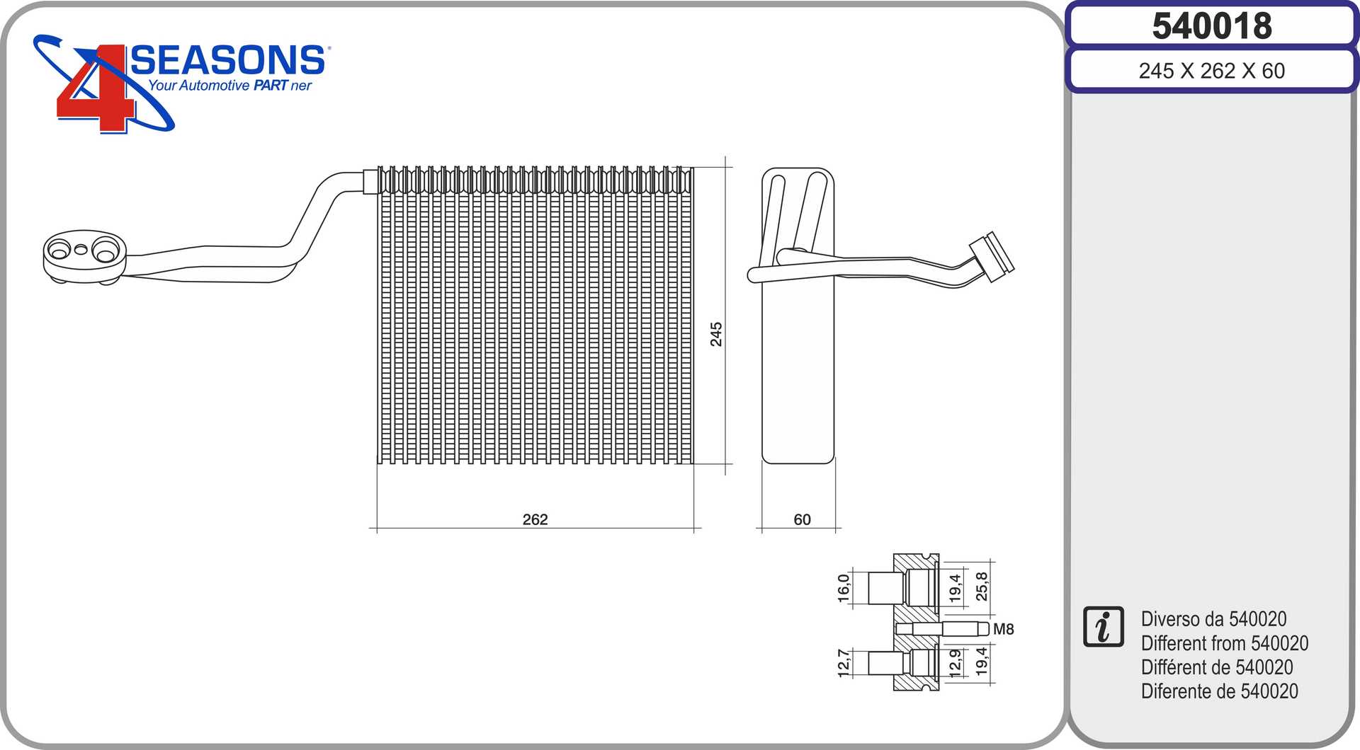 Evaporator, air conditioning (540018)