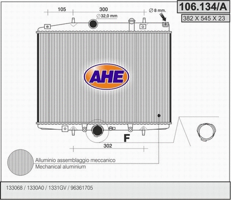 Radiator, engine cooling (106.134/A)