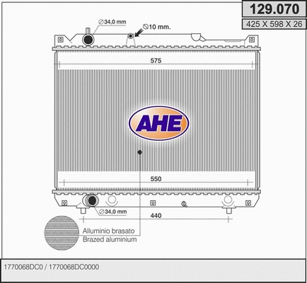 Radiator, engine cooling (129.070)