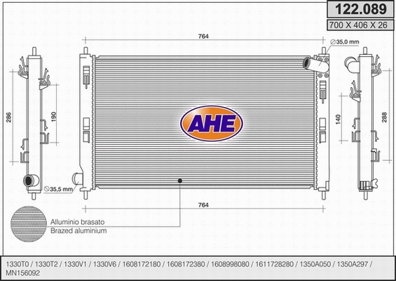 Radiator, engine cooling (122.089)