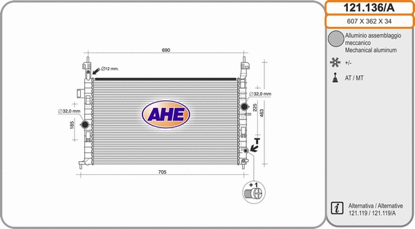 Radiator, engine cooling (121.136)