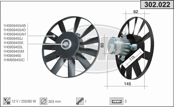 Fan, engine cooling (302.022)