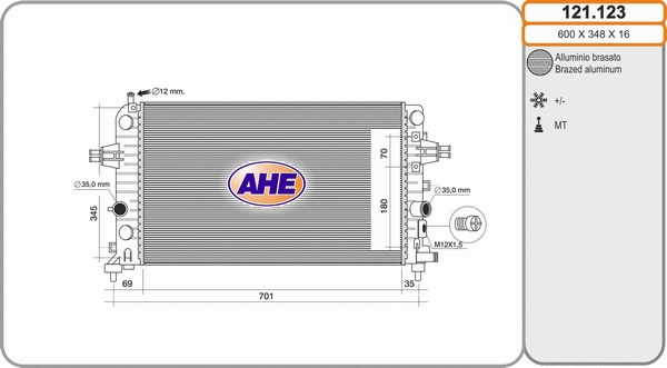 Radiator, engine cooling (121.123)