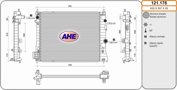 Radiator, engine cooling (121.176)