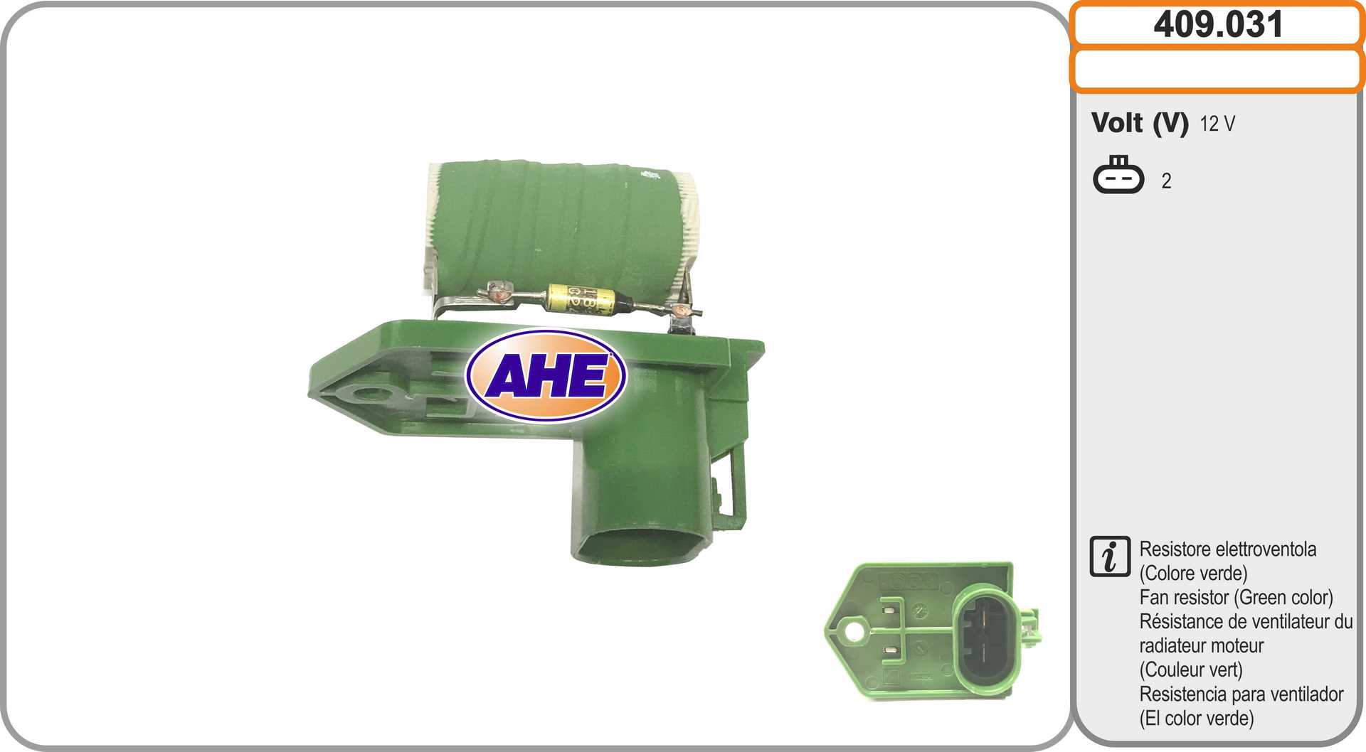 Series resistor, electric motor (radiator fan) (409.031)