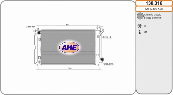Radiator, engine cooling (130.316)