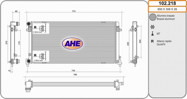 Radiator, engine cooling (102.218)