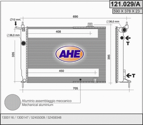 Radiator, engine cooling (121.029/A)