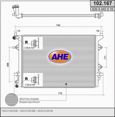 Radiator, engine cooling (102.167)