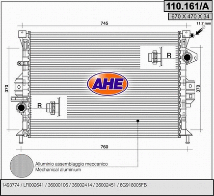 Radiator, engine cooling (110.161/A)