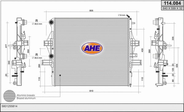 Radiator, engine cooling (114.084)