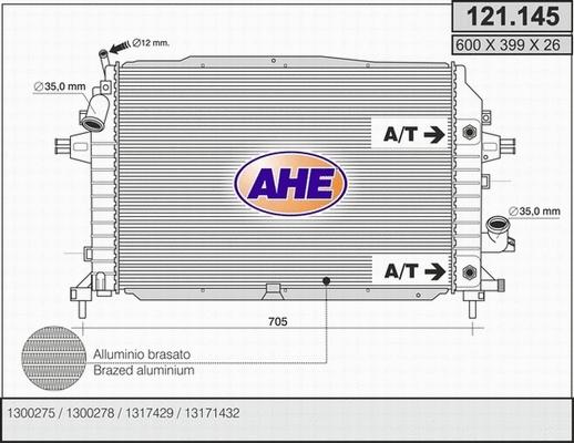 Radiator, engine cooling (121.145)