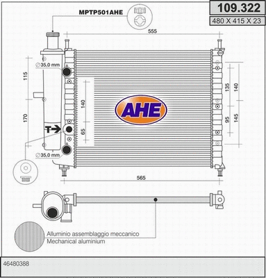 Radiator, engine cooling (109.322)