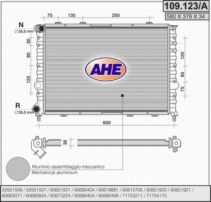 Radiator, engine cooling (109.123/A)