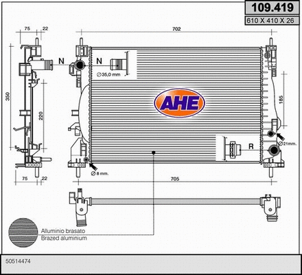 Radiator, engine cooling (109.419)