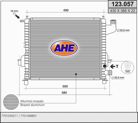 Radiator, engine cooling (123.057)
