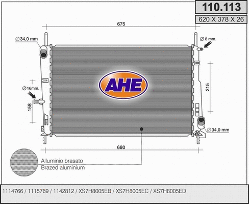 Radiator, engine cooling (110.113)