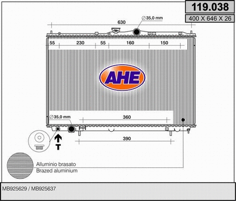 Radiator, engine cooling (119.038)