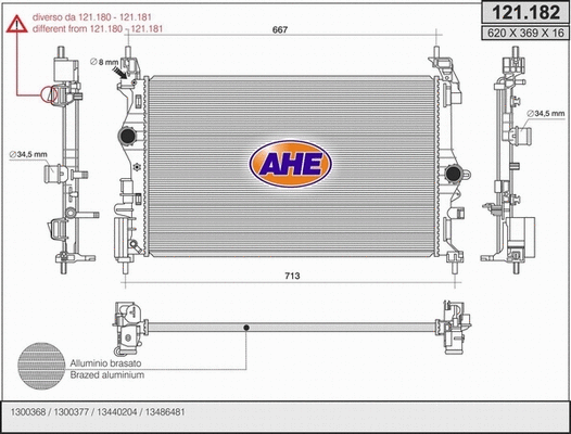 Radiator, engine cooling (121.182)
