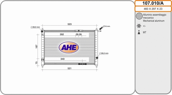 Radiator, engine cooling (107.010/A)