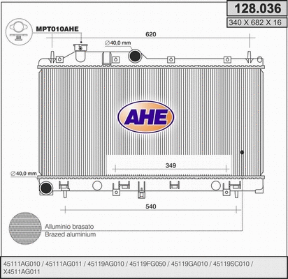 Radiator, engine cooling (128.036)
