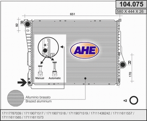 Radiator, engine cooling (104.075)