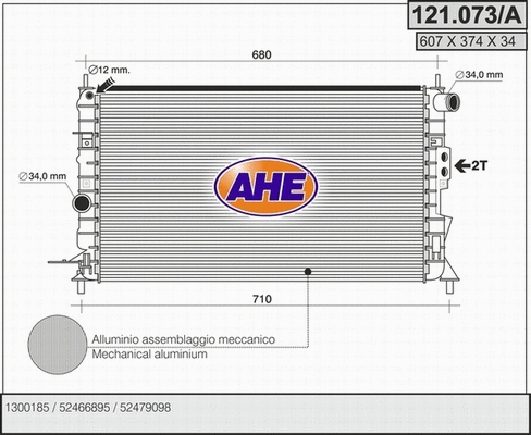 Radiator, engine cooling (121.073/A)