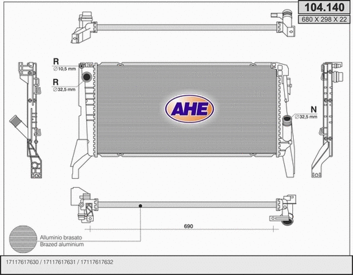 Radiator, engine cooling (104.140)