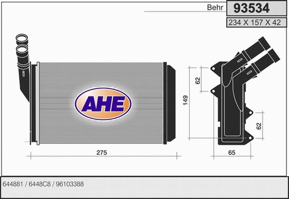 Heat Exchanger, interior heating (93534)