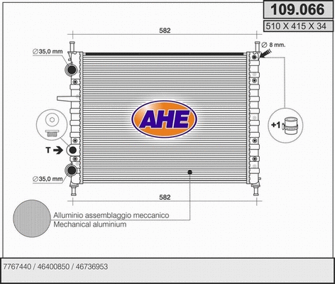 Radiator, engine cooling (109.066)