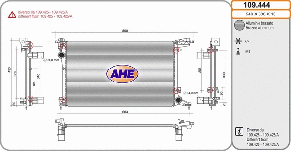 Radiator, engine cooling (109.444)