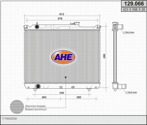 Radiator, engine cooling (129.066)