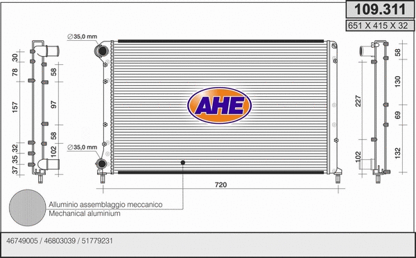 Radiator, engine cooling (109.311)