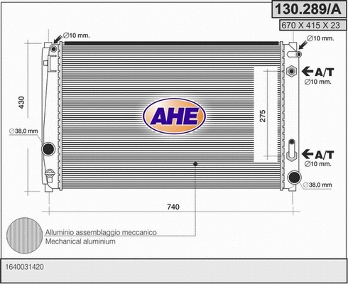 Radiator, engine cooling (130.289/A)