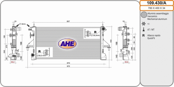 Radiator, engine cooling (109.430/A)
