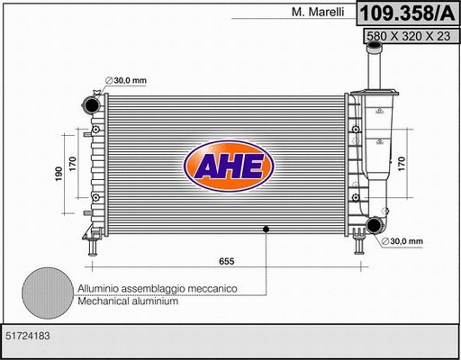 Radiator, engine cooling (109.358/A)