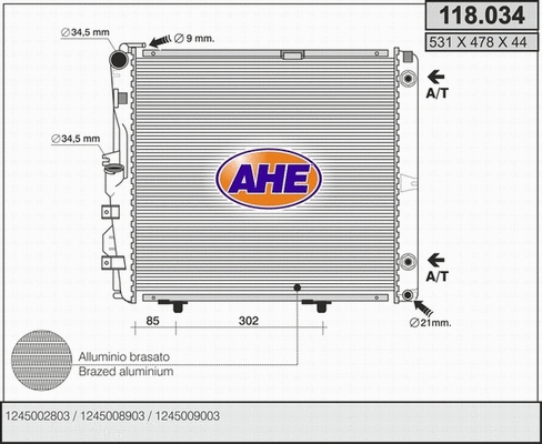 Radiator, engine cooling (118.034)