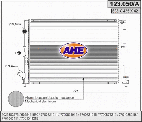 Radiator, engine cooling (123.050/A)