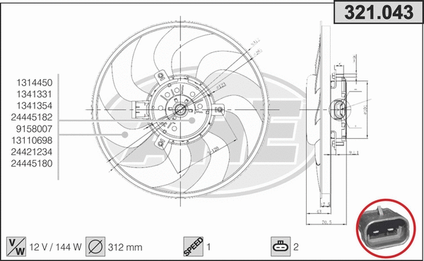 Fan, engine cooling (321.043)