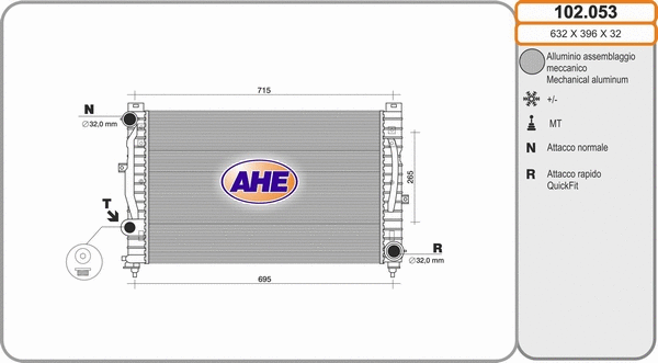 Radiator, engine cooling (102.053)