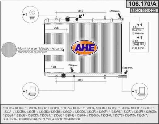 Radiator, engine cooling (106.170/A)